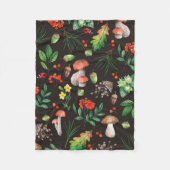 Couverture Polaire Motif sans joint avec champignons, noix, feuilles, (Devant)