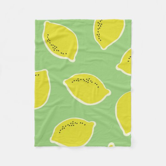 Couverture Polaire Motif sans soudure à la main avec citrons en jaune (Devant)