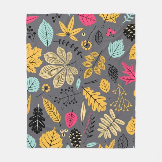 Couverture Polaire Motif sans soudure à l'automne avec feuille, feuil (Devant)