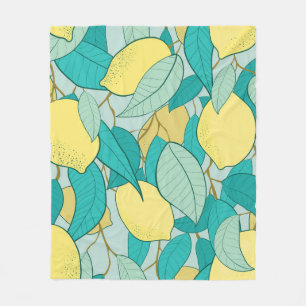 Couverture Polaire motif sans soudure avec jardin au citron dessiné à