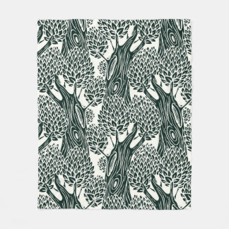 Couverture Polaire motif sans soudure avec vieux feuillus. Styliz