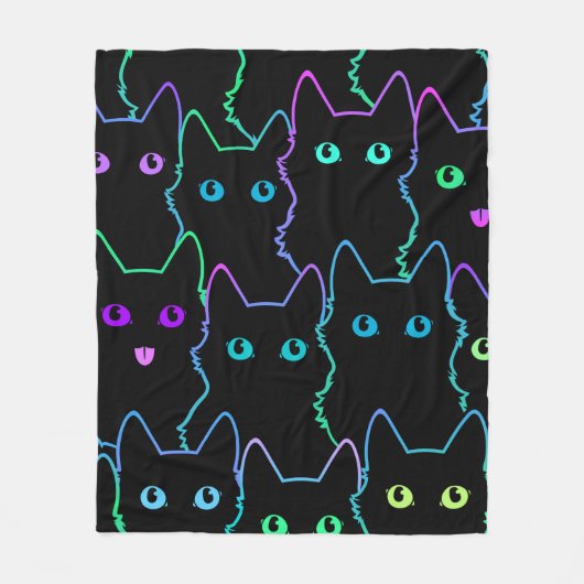 Couverture Polaire motif sans soudure de la silhouette du chat mignon (Devant)