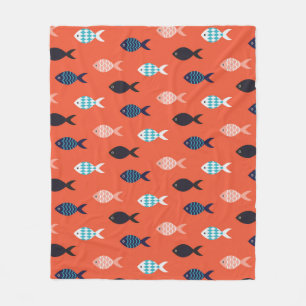 Couverture Polaire motif sans soudure de poisson vintage. Plage de po