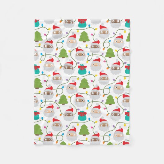 Couverture Polaire Motif Santa Clauses (Devant)
