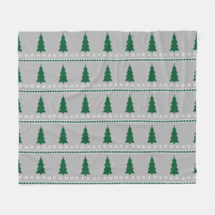 Couverture Polaire Motif Sapin de Noël et Flocons de Neige,