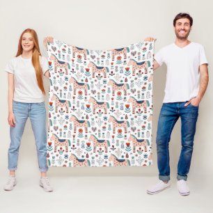 Couverture Polaire Motif scandinave d'art populaire de cheval