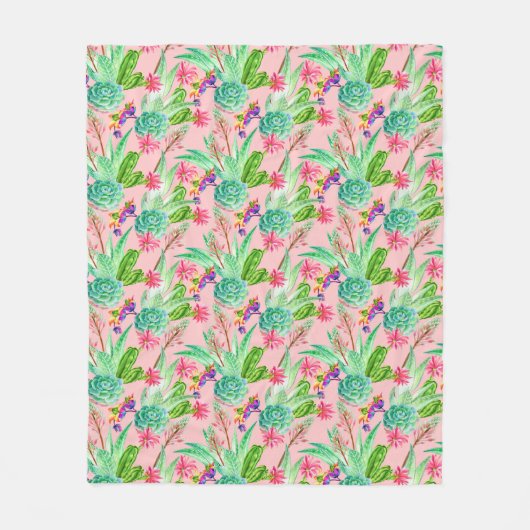 Couverture Polaire Motif se développant de Succulents d'aquarelle (Devant)