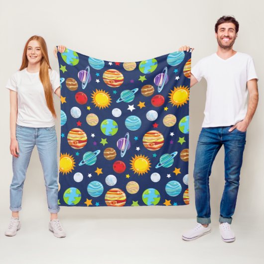 Couverture Polaire Motif spatial, Planètes, Étoiles, Cosmos, Galaxie (En situation)