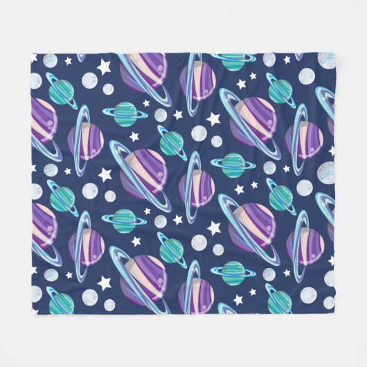 Couverture Polaire Motif spatial, Planètes, Étoiles, Galaxie, Cosmos (Devant (Horizontal))