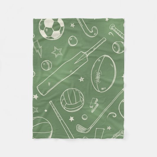 Couverture Polaire Motif sportif vert (Devant)