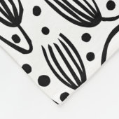 Couverture Polaire Motif style tissu-écorce - noir sur blanc (Coin)