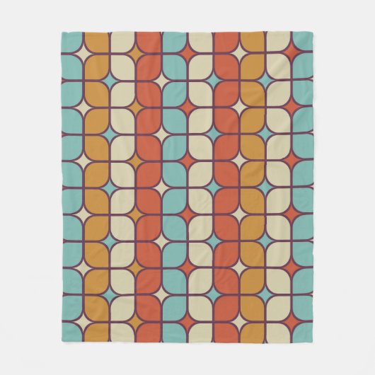 Couverture Polaire Motif, style vintage et géométrique. (Devant)