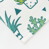 Couverture Polaire Motif succulent d'aquarelle verte et bleue (Coin)