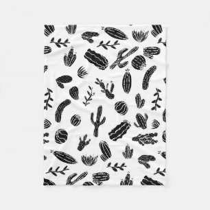Couverture Polaire Motif succulent noir et blanc moderne de cactus