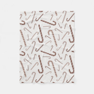 Couverture Polaire Motif Sucre de canne Brown et blanc