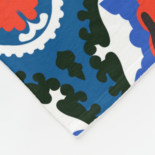 Couverture Polaire Motif Suzani aux ornements audacieux (Coin)
