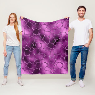 Couverture Polaire Motif Taches de Girafe Ombré Violet Pailleté Glamo