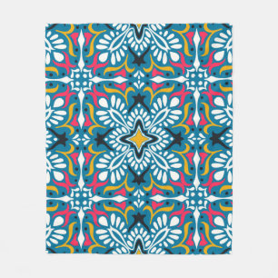 Couverture Polaire Motif Talavera. Un patchwork indien. Azulejos port