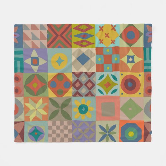 Couverture Polaire Motif Talavera. Un patchwork indien. Nom turc (Devant (Horizontal))