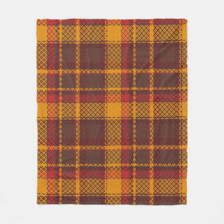 Couverture Polaire Motif Tartan Jaune Moutarde et Rouille Cosy