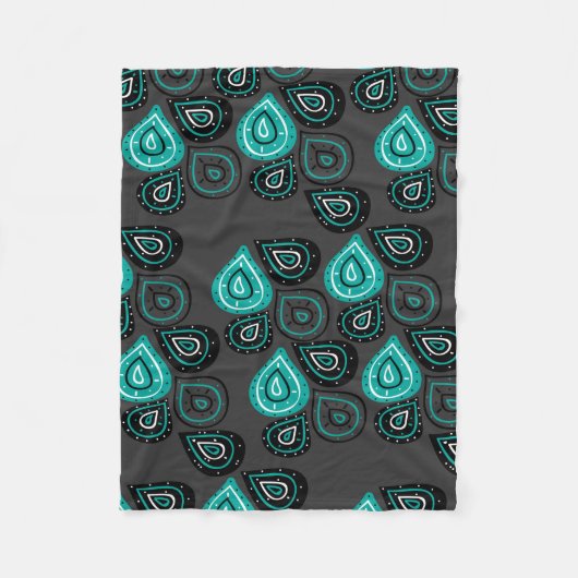 Couverture Polaire Motif Teardrops Abstrait Turquoise (Devant)
