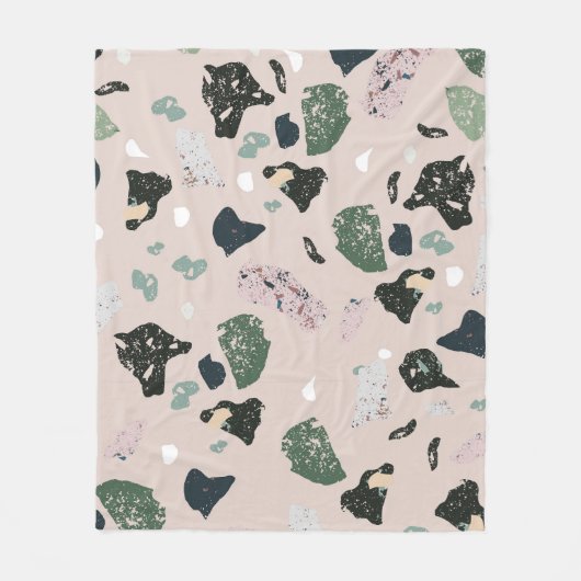 Couverture Polaire Motif Terrazzo Vert (Devant)