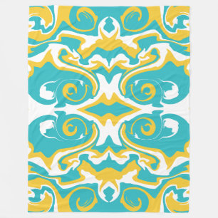 Couverture Polaire Motif torride en Turquoise et Jaune