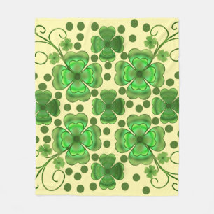 Couverture Polaire Motif Tourbillon et Trèfle Vert Métallisé Personna