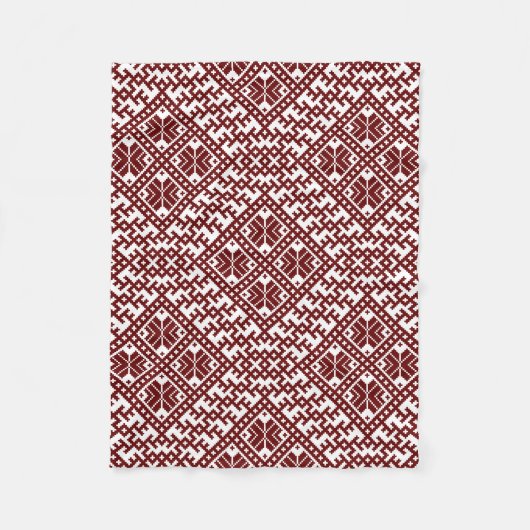 Couverture Polaire Motif traditionnel letton de design rouge Auseklis (Devant)