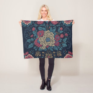 Couverture Polaire Motif traditionnel mexicain de broderie