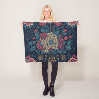 Couverture Polaire Motif traditionnel mexicain de broderie