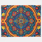 Couverture Polaire Motif tribal Abstrait et dynamique de Huichol (Devant (Horizontal))