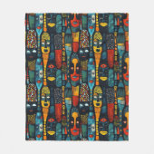 Couverture Polaire Motif tribal africain avec idoles. (Devant)