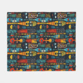 Couverture Polaire Motif tribal africain avec idoles. (Devant (Horizontal))