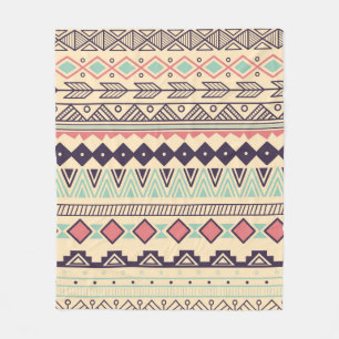 Couverture Polaire Motif tribal aztèque en bandes, illustration vinta