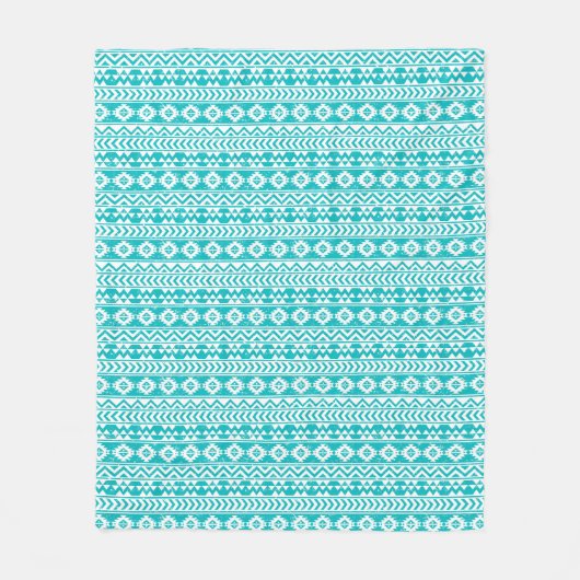 Couverture Polaire Motif tribal aztèque grunge turquoise (Devant)