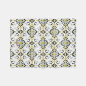 Couverture Polaire Motif tribal chic d'ikat jaune et gris (Devant (Horizontal))