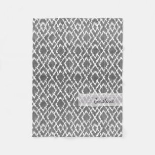 Couverture Polaire Motif tribal de diamant d'Ikat de gris de charbon