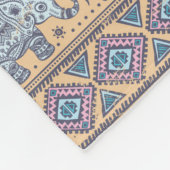 Couverture Polaire Motif tribal d'éléphant ethnique bleu (Coin)