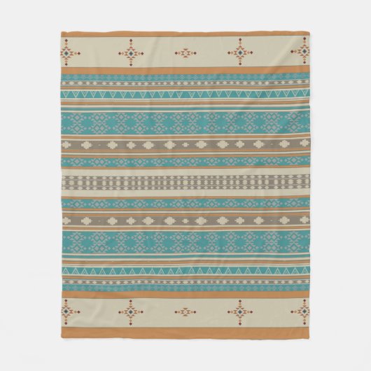 Couverture Polaire Motif tribal Turquoise (Devant)