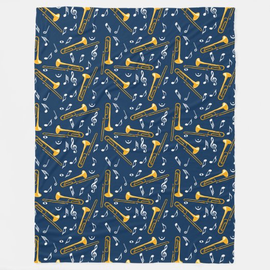 Couverture Polaire Motif Trombone Music Notes (Devant)