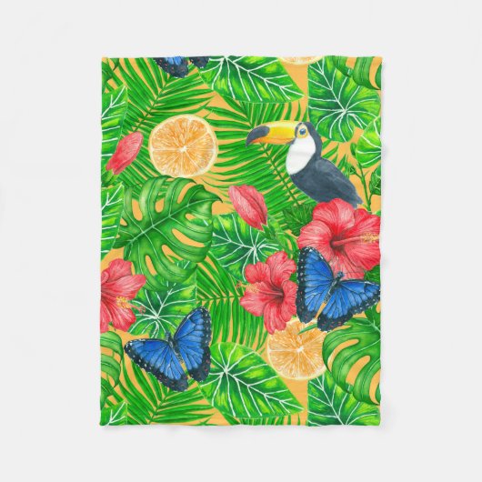 Couverture Polaire Motif tropical (Devant)