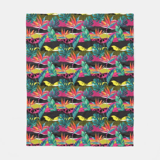 Couverture Polaire Motif tropical abstrait de texture de néon (Devant)