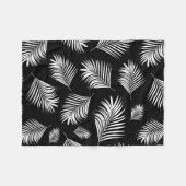 Couverture Polaire Motif tropical blanc noir en feuille de palmier (Devant (Horizontal))