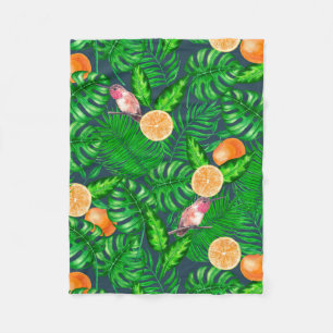 Couverture Polaire Motif tropical, colibris