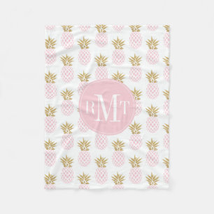Couverture Polaire Motif tropical d'ananas d'or élégant de faux