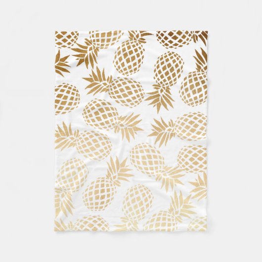 Couverture Polaire motif tropical d'ananas d'or élégant de faux (Devant)