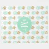 Couverture Polaire Motif tropical d'ananas d'or élégant de faux (Devant (Horizontal))