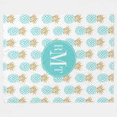 Couverture Polaire Motif tropical d'ananas d'or élégant de faux (Devant (Horizontal))