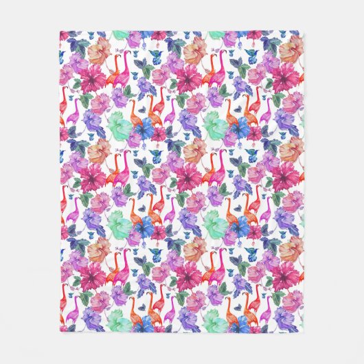 Couverture Polaire Motif tropical d'aquarelle (Devant)